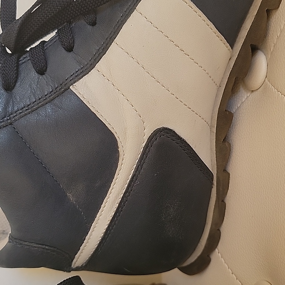Vintage GBX Navy men's leather lace-up high top sneakers Size 11M - Picture 12 of 16